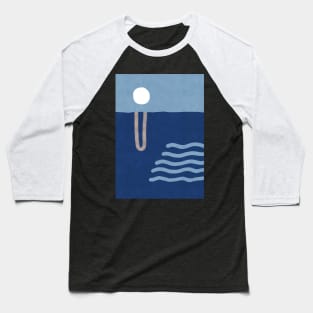 Navy blue sea landscape Baseball T-Shirt